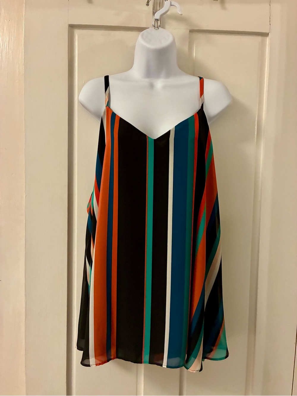Torrid spaghetti strap Black Top with Subtle Orange and Blue Trim